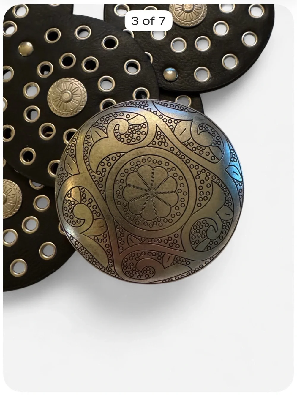 Black Wide Disc Western Belt | Silver Concho & Grommet Accent | Boho Statement